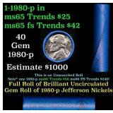 BU Shotgun Jefferson 5c roll, 1980-p 40 pcs Bell T