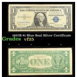 1957B $1 Blue Seal Silver Certificate Grades vf+