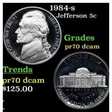 1984-s Proof Jefferson Nickel 5c Graded pr70 dcam