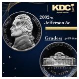 2002-s Proof Jefferson Nickel 5c Grades GEM++ Proo