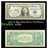 1957 $1 Blue Seal Silver Certificate Grades vf++