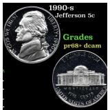 1990-s Proof Jefferson Nickel 5c Grades GEM++ Proo