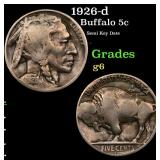1926-d Buffalo Nickel 5c Grades g+