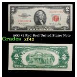 1953 $2 Red Seal United States Note Grades xf