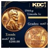 1944-p Lincoln Cent 1c Grades GEM++ Unc RD