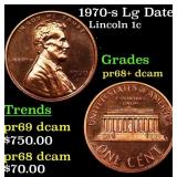 1970-s Lg Date Proof Lincoln Cent 1c Grades GEM++
