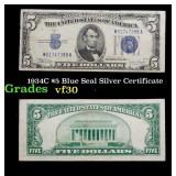 1934C $5 Blue Seal Silver Certificate Grades vf++