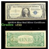 1957B $1 Blue Seal Silver Certificate Grades vf++