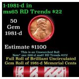 BU Shotgun Lincoln 1c roll, 1981-d 50 pcs Dunbar W