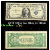 1957B $1 Blue Seal Silver Certificate Grades vf++