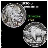1930-p Buffalo Nickel 5c Grades vf+