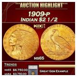 ***Major Highlight*** 1909-p Gold Indian Quarter E