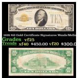 1928 $10 Gold Certificate Signatures Woods/Mellon