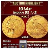 ***Major Highlight*** 1914-p Gold Indian Quarter E