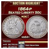 ***Major Highlight*** 1864-p Seated Half Dollar 50