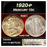 1920-p Mercury Dime 10c ms66 FSB SEGS