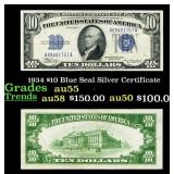 1934 $10 Blue Seal Silver Certificate Grades Choic