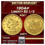 ***Major Highlight*** 1904-p Gold Liberty Quarter
