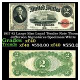1917 $2 Large Size Legal Tender Note Thomas Jeffer