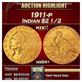 ***Major Highlight*** 1911-p Gold Indian Quarter E