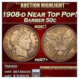 ***Major Highlight*** 1908-d Barber Half Dollars N