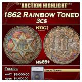 ***Major Highlight*** 1862 Three Cent Silver Rainb