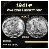 1941-p Walking Liberty Half Dollar 50c Grades Choi