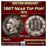 ***Major Highlight*** 1867 Proof Three Cent Copper