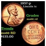 1957-p Lincoln Cent 1c Grades GEM+ Unc RD