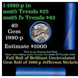 BU Shotgun Jefferson 5c roll, 1980-p 40 pcs Bell T