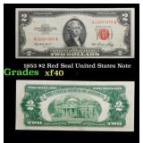 1953 $2 Red Seal United States Note Grades xf