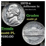 1970-s Jefferson Nickel 5c Grades GEM+ UNC PL