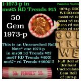 BU Shotgun Lincoln 1c roll, 1973-p 50 pcs Bank Wra