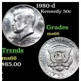 1980-d Kennedy Half Dollar 50c Grades GEM+ Unc