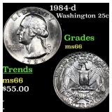 1984-d Washington Quarter 25c Grades GEM+ Unc