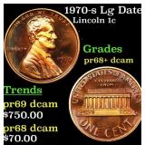 1970-s Lg Date Proof Lincoln Cent 1c Grades GEM++