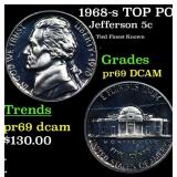 1968-s Proof Jefferson Nickel TOP POP! 5c Graded p