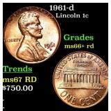 1961-d Lincoln Cent 1c Grades GEM++ RD