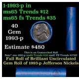 BU Shotgun Jefferson 5c roll, 1993-p 40 pcs Bell T