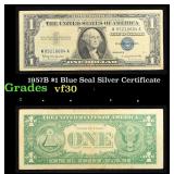 1957B $1 Blue Seal Silver Certificate Grades vf++