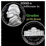2000-s Proof Jefferson Nickel 5c Grades GEM++ Proo