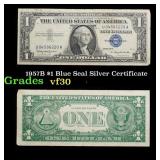 1957B $1 Blue Seal Silver Certificate Grades vf++