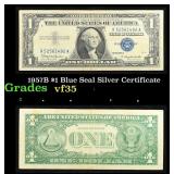1957B $1 Blue Seal Silver Certificate Grades vf++