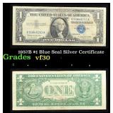 1957B $1 Blue Seal Silver Certificate Grades vf++