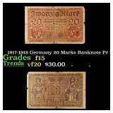 1917-1918 Germany 20 Marks Banknote P# 57 Grades f