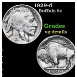 1929-d Buffalo Nickel 5c Grades vg details