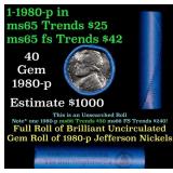 BU Shotgun Jefferson 5c roll, 1980-p 40 pcs Bell T