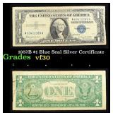 1957B $1 Blue Seal Silver Certificate Grades vf++