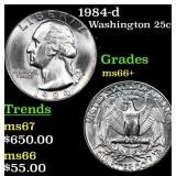1984-d Washington Quarter 25c Graded ms66+ BY SEGS