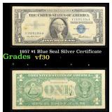 1957 $1 Blue Seal Silver Certificate Grades vf++